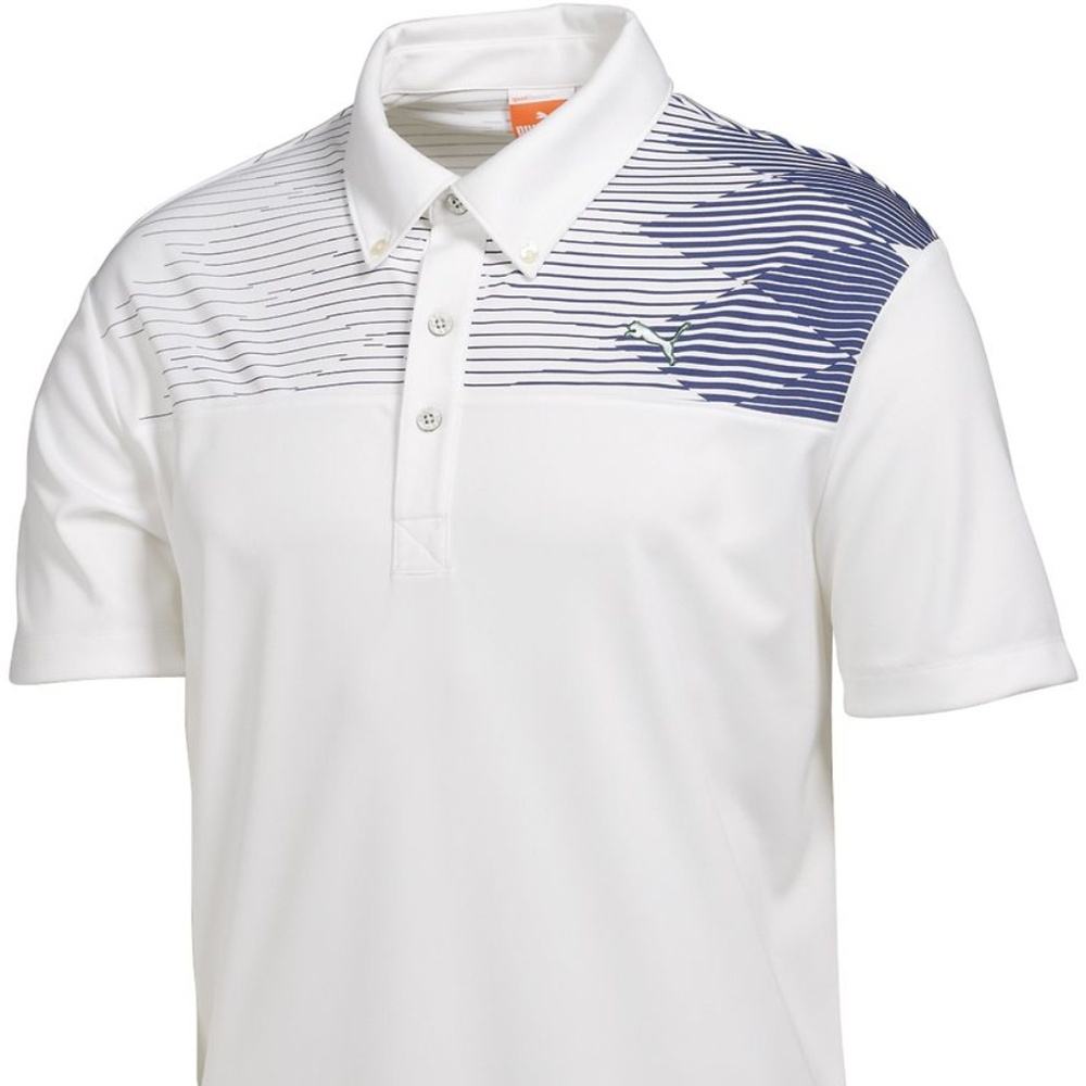 Puma Golf White Argyle Tech Polo
